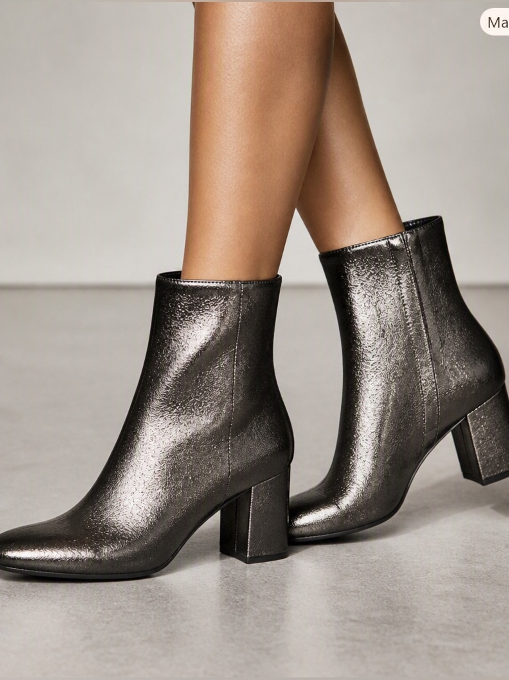 Worthington Bannow Pewter Metallic Ankle Boots | Size 6 M | New